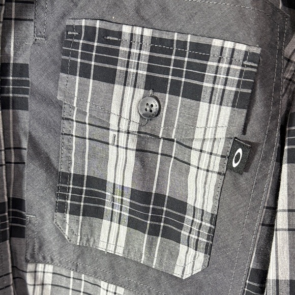 Oakley Charcoal and White Checkered Button Down Shirt - Picture 3 of 6